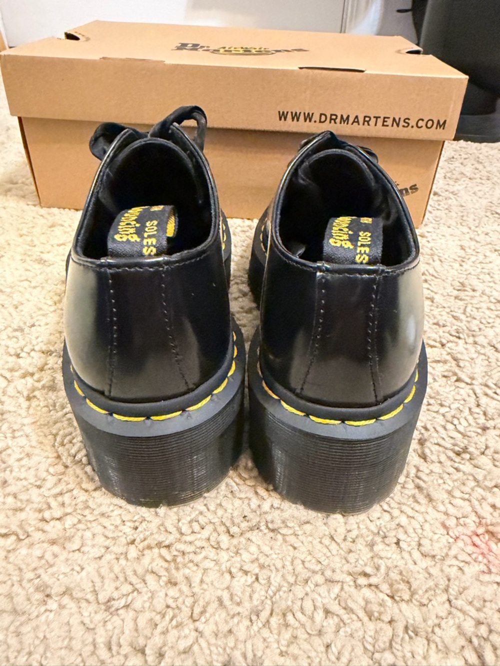 Dr. Martens Holly Women's Leather Platform Shoes Size 36 in Black - Picture 6 of 8